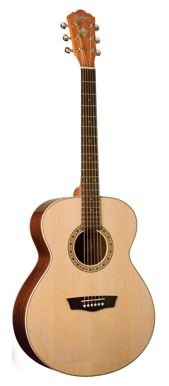 Washburn Harvest 6 String Acoustic Guitar, Right, Natural (WG7S-A)