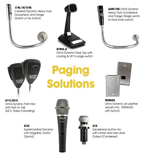 Astatic WM625S Wall Mounted Omnidirectional Dynamic Microphone with Push to Talk Switch, black