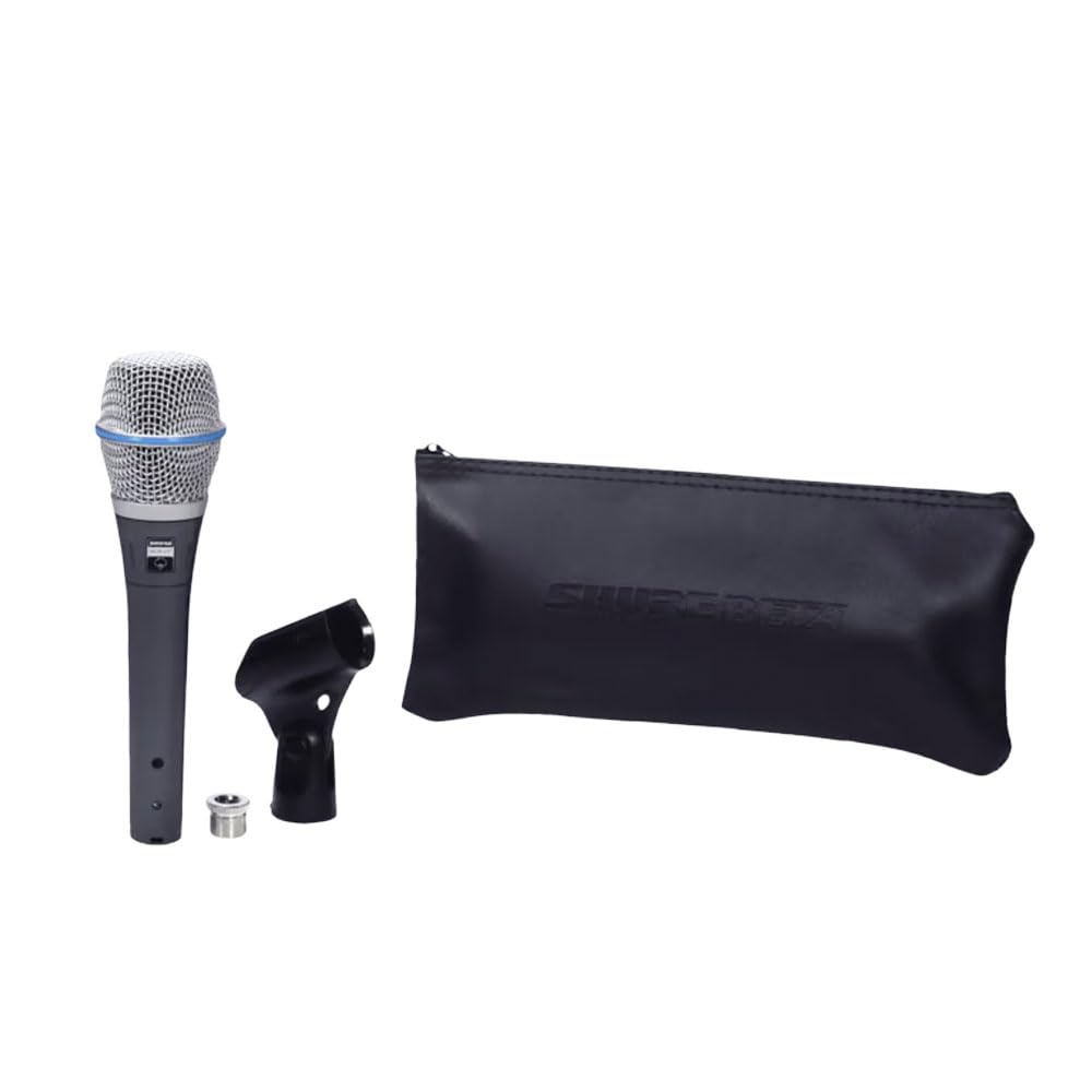 Shure BETA 87C Studio Grade Vocal Microphone with Built-in Pop Filter - Single Element Cardioid Condenser Mic with A25D Mic Clip and Storage Bag, Ideal for Studio Recording and Live Performances