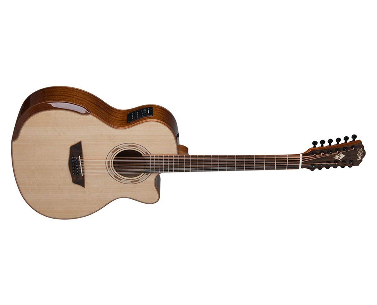 Washburn Comfort Deluxe Series 12 String Acoustic-Electric Guitar, Right, Natural (Other)