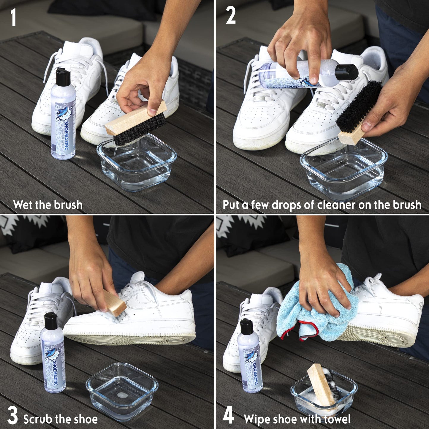 Shoemazing Shoe Cleaner Kit - Premium 8 oz Cleaning Solution with Brush - Works On All Shoes. Suade-leather-Canvas-Nubock-Mesh