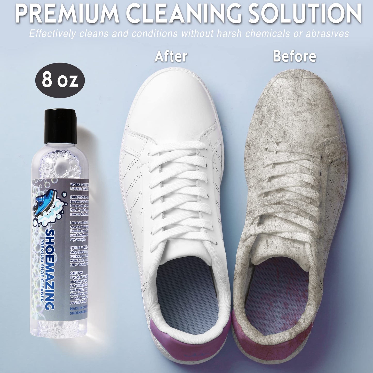Shoemazing Shoe Cleaner Kit - Premium 8 oz Cleaning Solution with Brush - Works On All Shoes. Suade-leather-Canvas-Nubock-Mesh