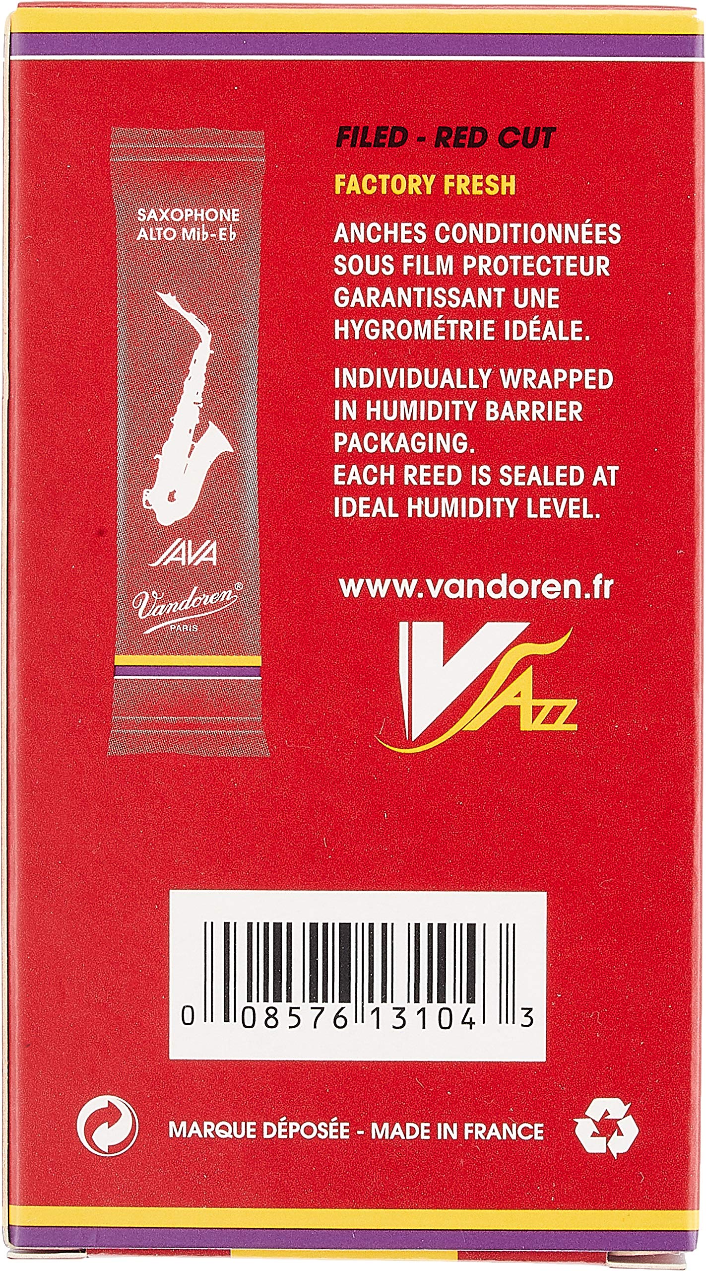 Vandoren Alto Sax Java Red Reeds Strength #3; Box of 10