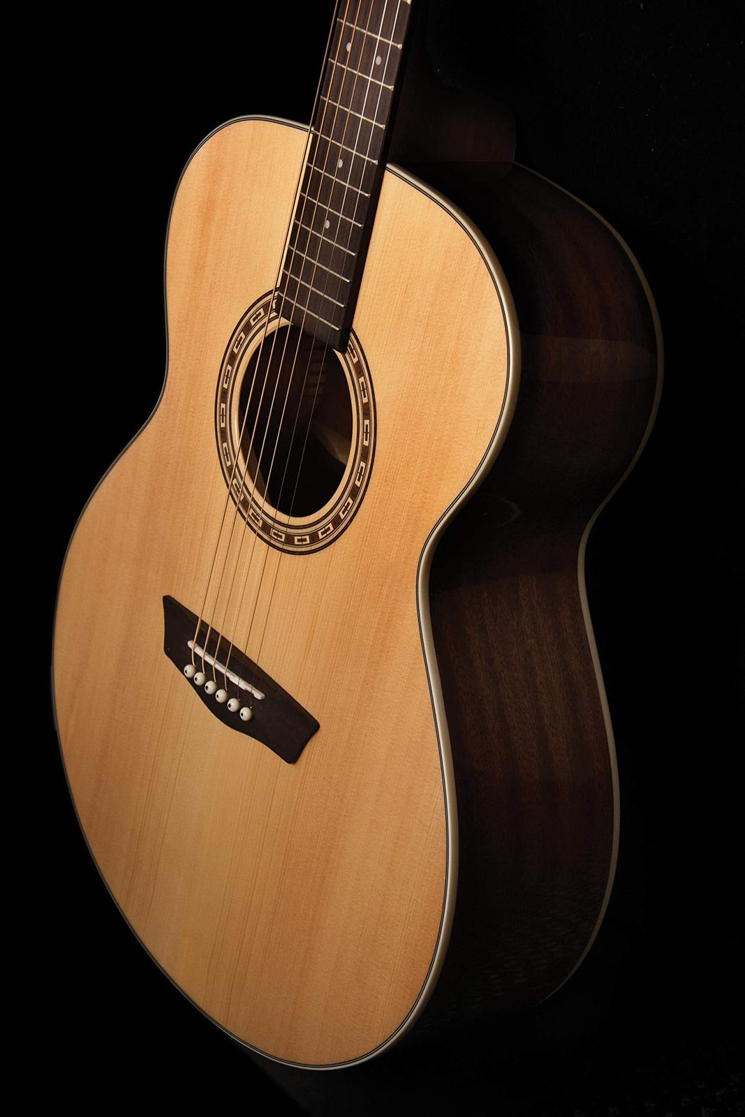 Washburn Harvest 6 String Acoustic Guitar, Right, Natural (WG7S-A)