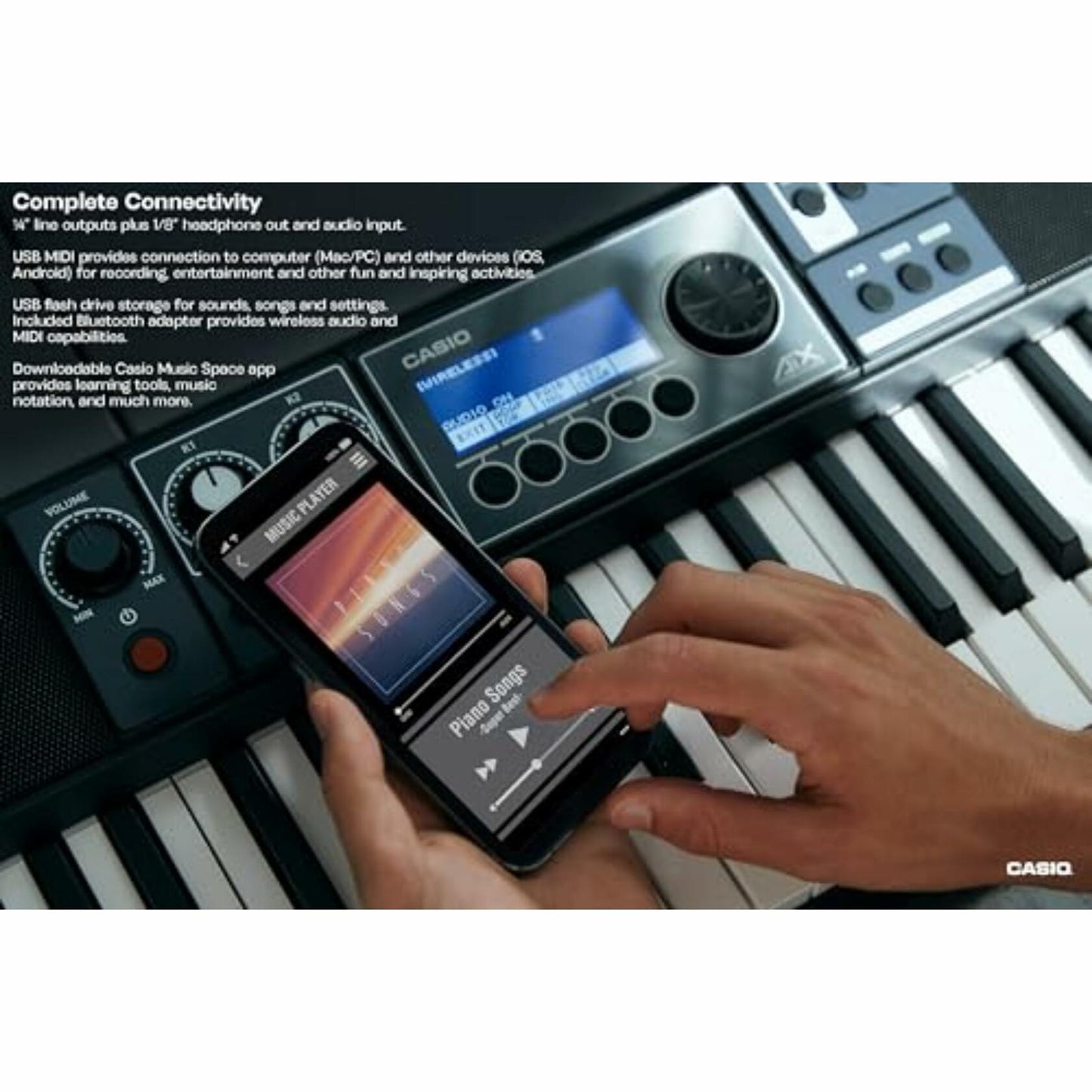Casio Casiotone CT-S500 – 61-Key Touch-Responsive Portable Keyboard | 800 AiX Tones, DSP Effects, Bluetooth MIDI/Audio, 6-Track Recorder, USB, Line Outs, Casio Music Space App | Gig-Ready & Compact