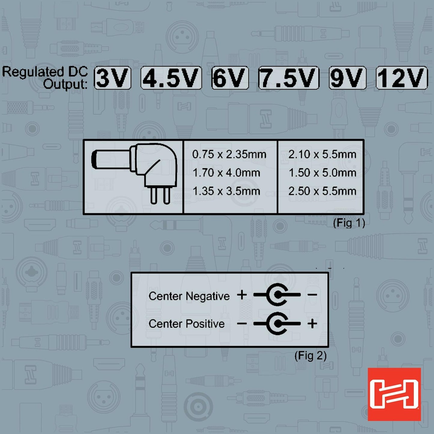 Hosa ACD-477 Universal Power Adapter, Selectable up to 12 VDC 1200 mA