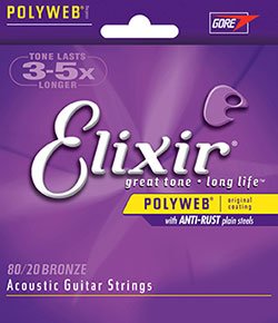 Elixir Strings Acoustic 80/20 Bronze Guitar Strings with POLYWEB Coating (2 Pack)