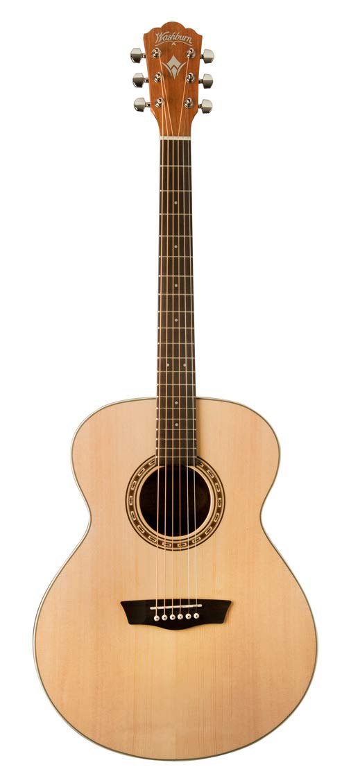 Washburn Harvest 6 String Acoustic Guitar, Right, Natural (WG7S-A)