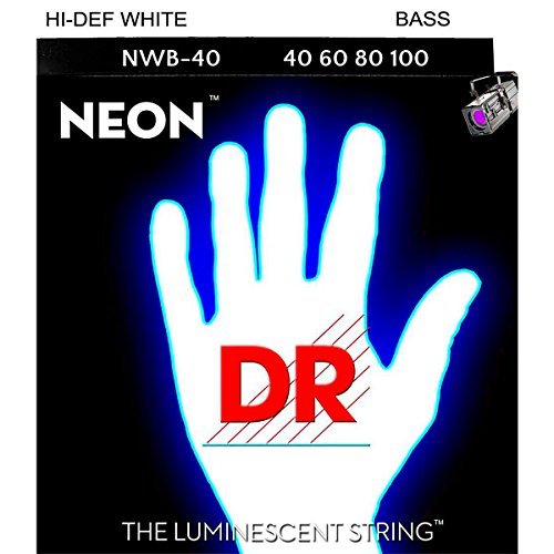 DR Strings, 4 Bass Guitar Strings, Neon White (NWB-40)