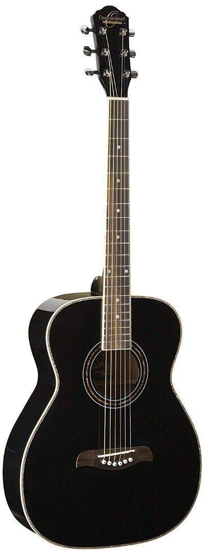 Oscar Schmidt 6 String OF2 Folk Acoustic Guitar. Black, Right, (OF2B-A)