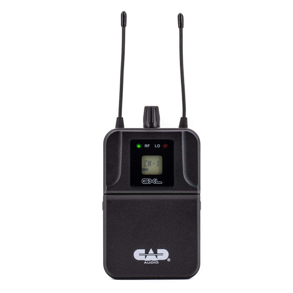 CAD Audio GXLIEM2 Frequency Agile Wireless In Ear Monitor System - Two discrete mixes - includes 2 MEB1 Earbuds, 2 Bodypack Receivers, Rack Mount Ears and Antenna Relocation Kit