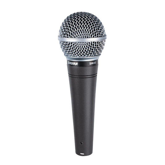 Shure SM48 Cardioid Dynamic Vocal Microphone with Shock-Mounted Cartridge, Steel Mesh Grille and Integral Pop Filter, A25D Mic Clip, Storage Bag, 3-pin XLR Connector, No Cable Included (SM48-LC)