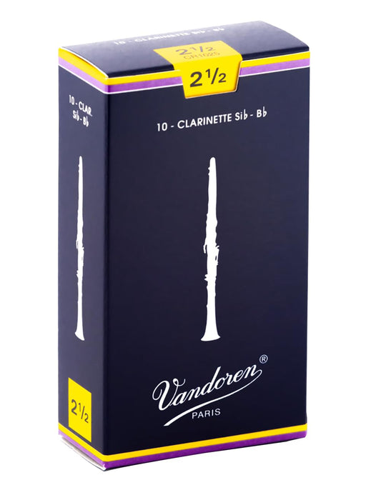 Vandoren Bb Clarinet Traditional Reeds Strength #2.5  Box of 10