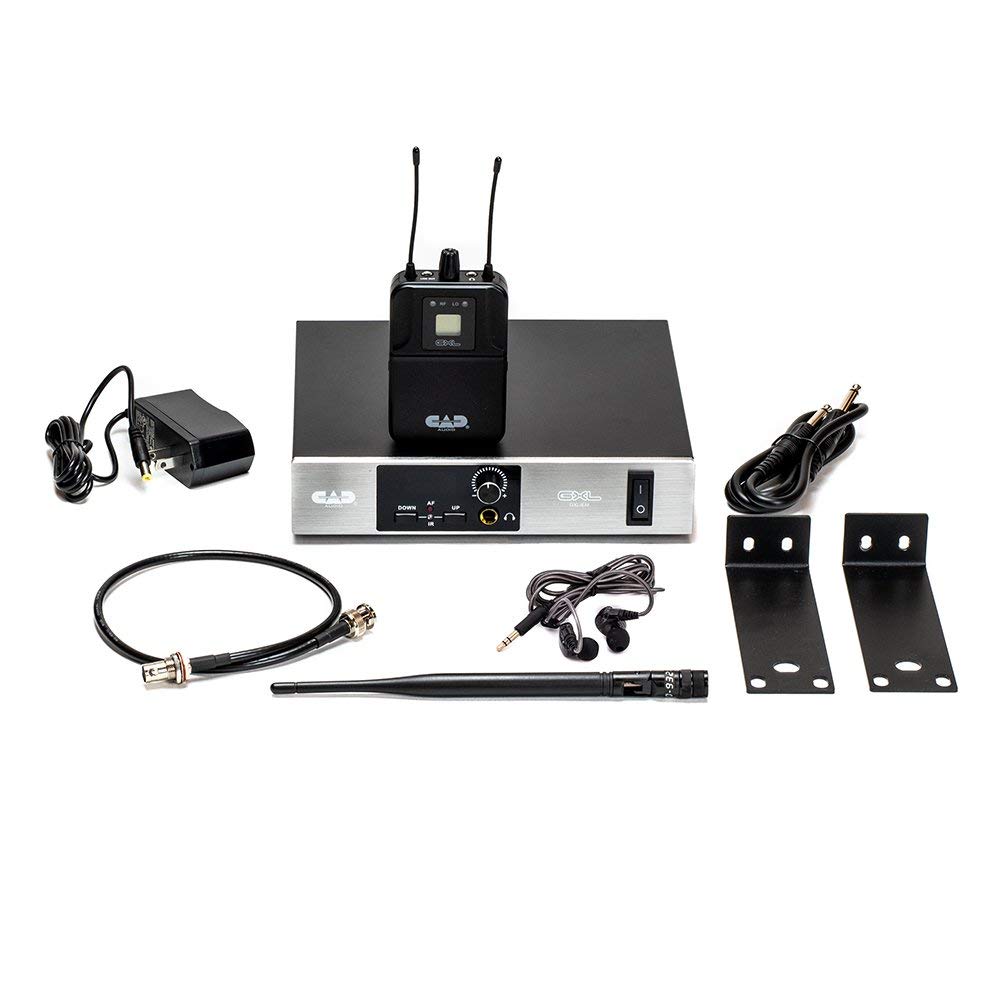 CAD Audio GXLIEM Frequency Agile Wireless In Ear Monitor System includes MEB1 Earbuds, Rack Mount Ears and Antenna Relocation Kit, Silver