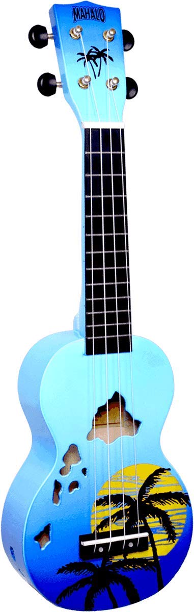 Mahalo Ukuleles Mahalo Designer Series Ukulele, Right Handed, Blue Burst, Soprano (MD1HA bub)