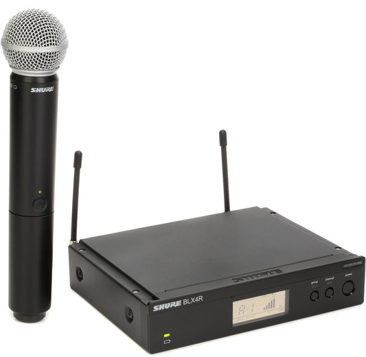 Shure BLX24R/SM58 UHF Wireless Microphone System - Perfect for Church, Karaoke, Vocals - 14-Hour Battery Life, 300 ft Range | SM58 Handheld Vocal Mic, Single Channel Rack Mount Receiver | H10 Band