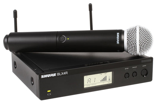 Shure BLX24R/SM58 UHF Wireless Microphone System - Perfect for Church, Karaoke, Vocals - 14-Hour Battery Life, 300 ft Range | SM58 Handheld Vocal Mic, Single Channel Rack Mount Receiver | J11 Band