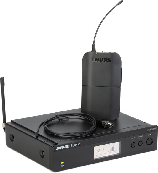 Shure BLX14R/W93 UHF Wireless Microphone System - Perfect for Interviews, Presenting, Theater - 14-Hour Battery Life, 300 ft Range | WL93 Lavalier Mic, Single Channel Rack Mount Receiver | H10 Band