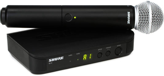 Shure BLX24/SM58 UHF Wireless Microphone System - Perfect for Church, Karaoke, Vocals - 14-Hour Battery Life, 300 ft Range | Includes SM58 Handheld Vocal Mic, Single Channel Receiver | H9 Band