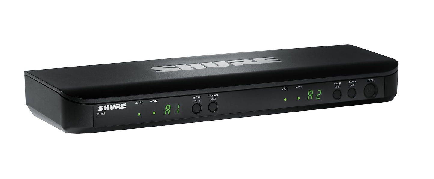 Shure BLX288/SM58 UHF Wireless Microphone System - Perfect for Church, Karaoke, Vocals - 14-Hour Battery Life, 300 ft Range | Includes (2) SM58 Handheld Vocal Mics, Dual Channel Receiver | J11 Band