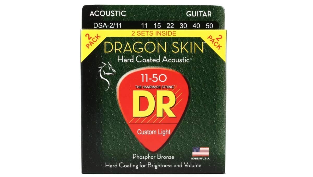 DR Handmade Strings DSA-2-11-U Dragon-Skin Acoustic String - 11-50 Gauge - Pack of 2