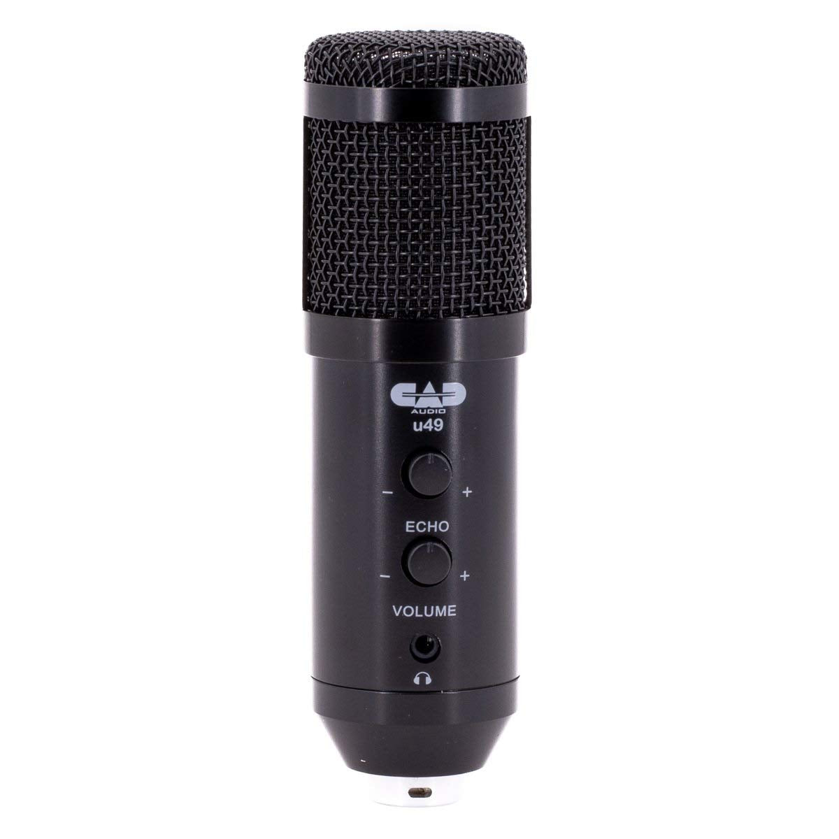 CAD Audio U49 USB Large Format Side Address Studio Microphone with Headphone Monitor and Echo,Black