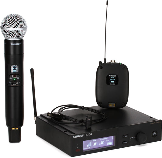 Shure SLXD124/85 Digital Wireless Microphone System with SLXD4 Single Channel Receiver, SLXD2 Handheld Transmitter with SM58 Capsule, SLXD1 Bodypack and WL185 Cardioid Lavalier Mic (G58 Band)