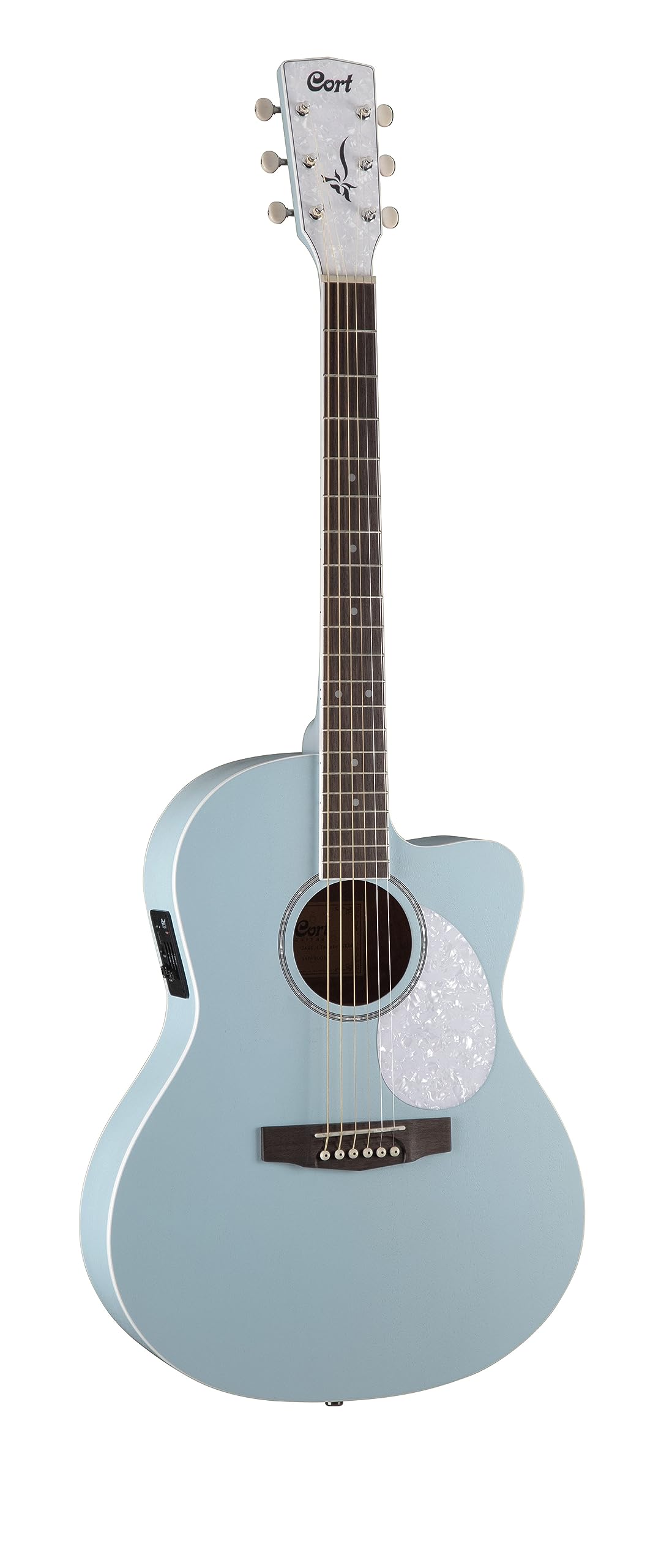 Cort 6 String Acoustic Guitar, Right, Open Pore Sky Blue, Full (JADECLASSICSKOP)