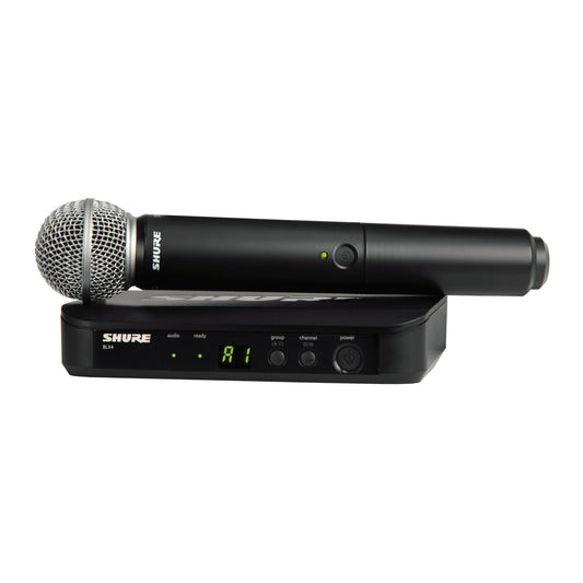 Shure BLX24/SM58 UHF Wireless Microphone System - Perfect for Church, Karaoke, Vocals - 14-Hour Battery Life, 300 ft Range | Includes SM58 Handheld Vocal Mic, Single Channel Receiver | H10 Band