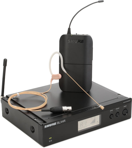 Shure BLX14R/MX53 UHF Wireless Microphone System - Perfect for Broadcast, Church, Presentations - 14-Hour Battery Life, 300 ft Range | MX153 Headset Mic, Single Channel Rack Mount Receiver | H9 Band