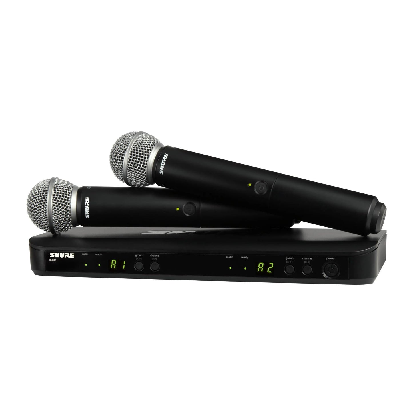 Shure BLX288/SM58 UHF Wireless Microphone System - Perfect for Church, Karaoke, Vocals - 14-Hour Battery Life, 300 ft Range | Includes (2) SM58 Handheld Vocal Mics, Dual Channel Receiver | H11 Band