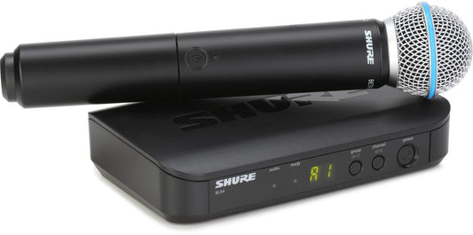 Shure BLX24/B58 UHF Wireless Microphone System - Perfect for Church, Karaoke, Vocals - 14-Hour Battery Life, 300 ft Range | Includes BETA 58A Handheld Vocal Mic, Single Channel Receiver | H9 Band