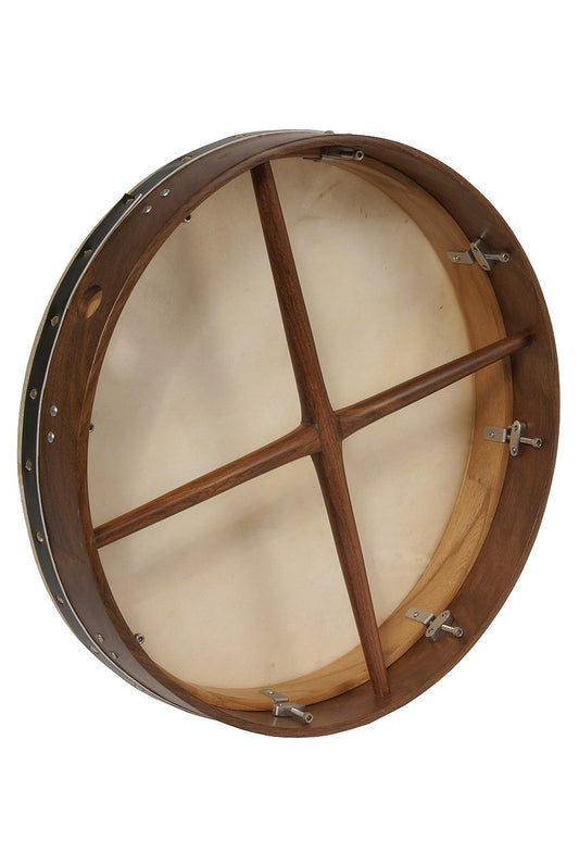 ROOSEBECK TUNABLE SHEESHAM BODHRAN CROSS-BAR DOUBLE-LAYER NATURAL HEAD 18-BY-3.5-INCH