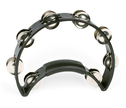 RhythmTech RT1010 Tambourine, Nickel Jingles, Black