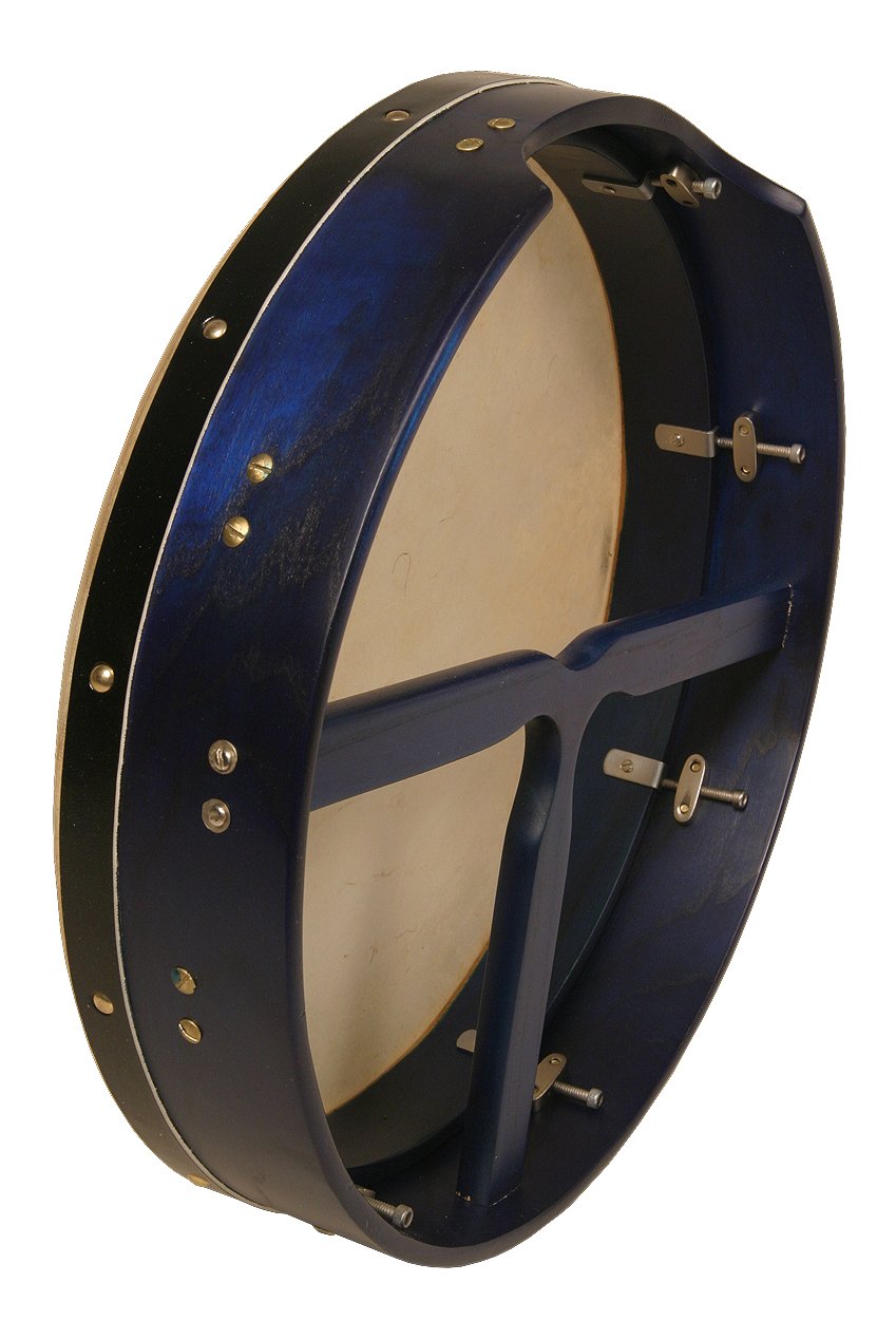 Bodhran, 16"x3.5", Tune, Blue, T-Bar