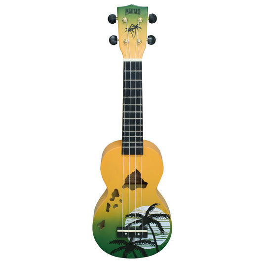 Mahalo Ukuleles Mahalo Designer Series Ukulele, Right Handed, Green Burst, Soprano (MD1HA gnb)