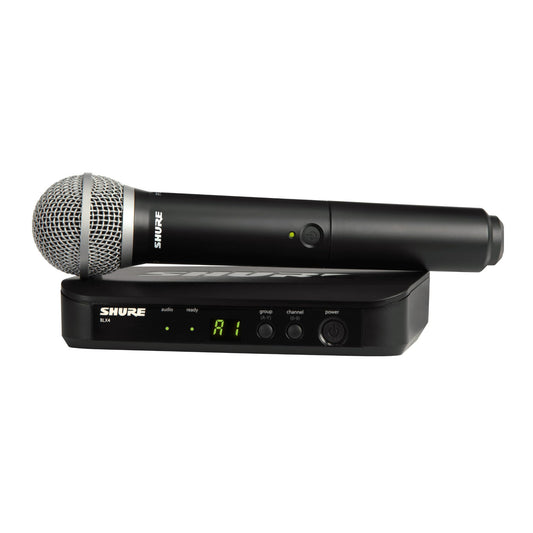 Shure BLX24/PG58 UHF Wireless Microphone System - Perfect for Church, Karaoke, Vocals - 14-Hour Battery Life, 300 ft Range | Includes PG58 Handheld Vocal Mic, Single Channel Receiver | H10 Band