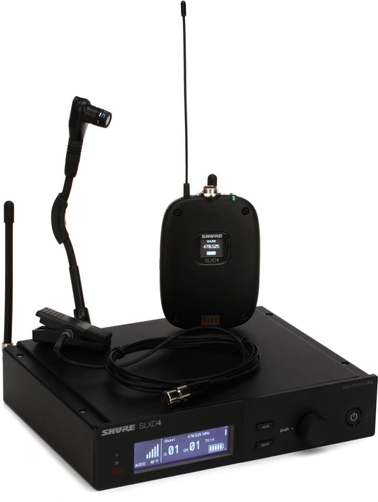 Shure SLXD14/98H Wireless Microphone System with Bodypack and Beta 98H/C Clip-on Gooseneck Mic, SLXD14/98H-G58