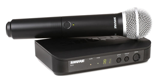 Shure BLX24/PG58 UHF Wireless Microphone System - Perfect for Church, Karaoke, Vocals - 14-Hour Battery Life, 300 ft Range | Includes PG58 Handheld Vocal Mic, Single Channel Receiver | H9 Band