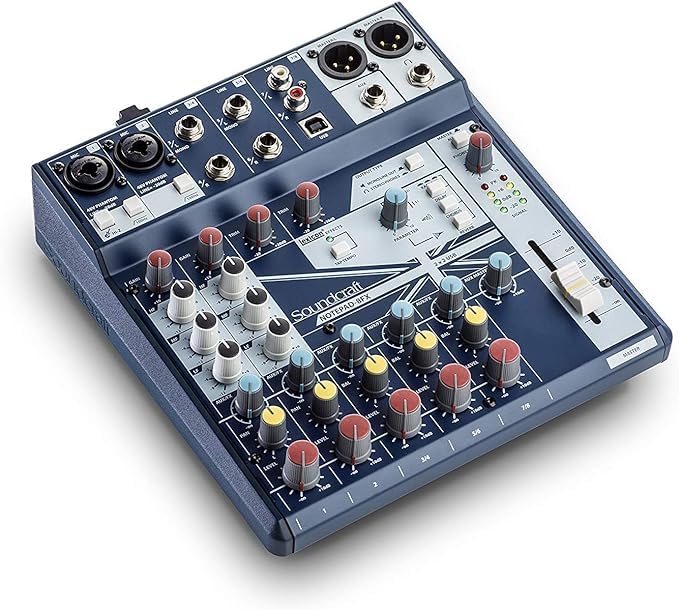 Soundcraft Notepad-8FX Small-format Analog Eight-Channel Mixing Console with USB I/O and Lexicon Effects (5085984US),Blue