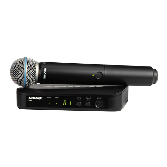 Shure BLX24/B58 UHF Wireless Microphone System - Perfect for Church, Karaoke, Vocals - 14-Hour Battery Life, 300 ft Range | Includes BETA 58A Handheld Vocal Mic, Single Channel Receiver | H11 Band