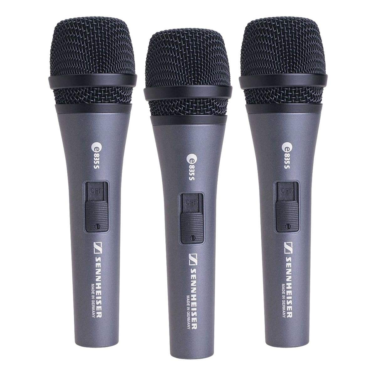 Sennheiser E 835-S Live Vocal Microphone with On Off Switch - 3-Pack,Black