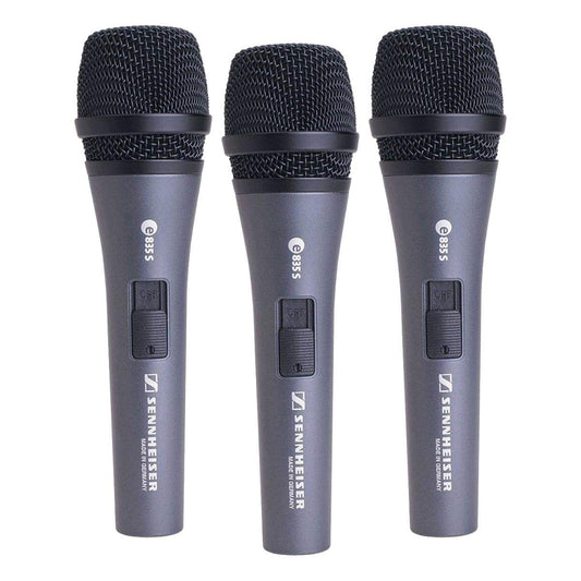 Sennheiser E 835-S Live Vocal Microphone with On Off Switch - 3-Pack,Black