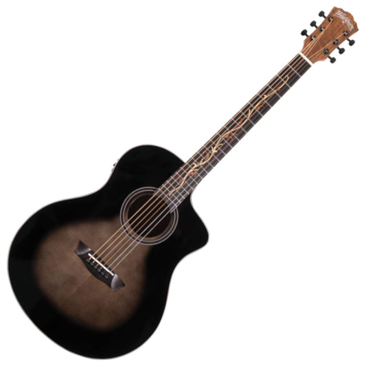 Washburn Bella Tono 6 String Acoustic-Electric Guitar, Right, Gloss Charcoal Burst (BTS9VCECH-D)