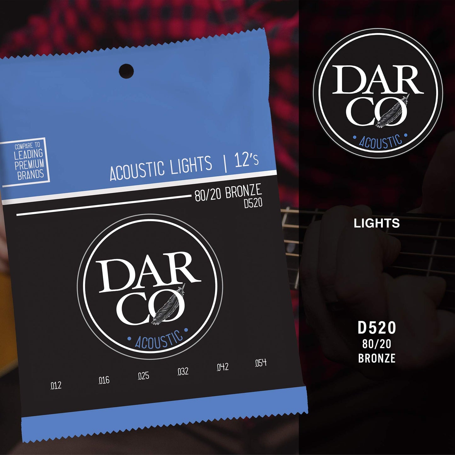 Darco Acoustic Strings, 80/20, 6 String, Light