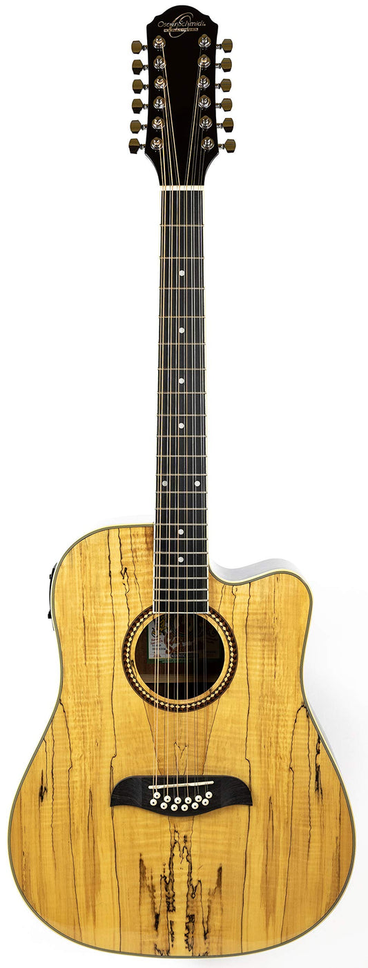 Oscar Schmidt 12 String Acoustic Guitar, Right, Spalted Maple (OD312CESM-A)