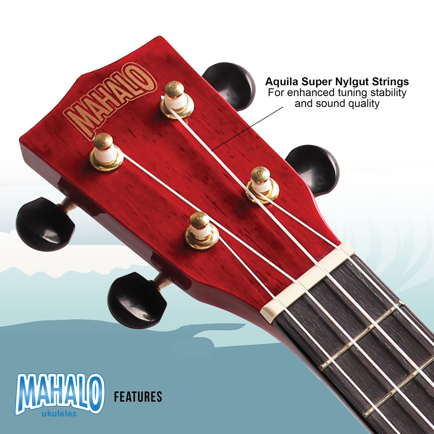 Mahalo, 4-String Ukulele, Transparent Wine Red, Concert (MH2TWR)