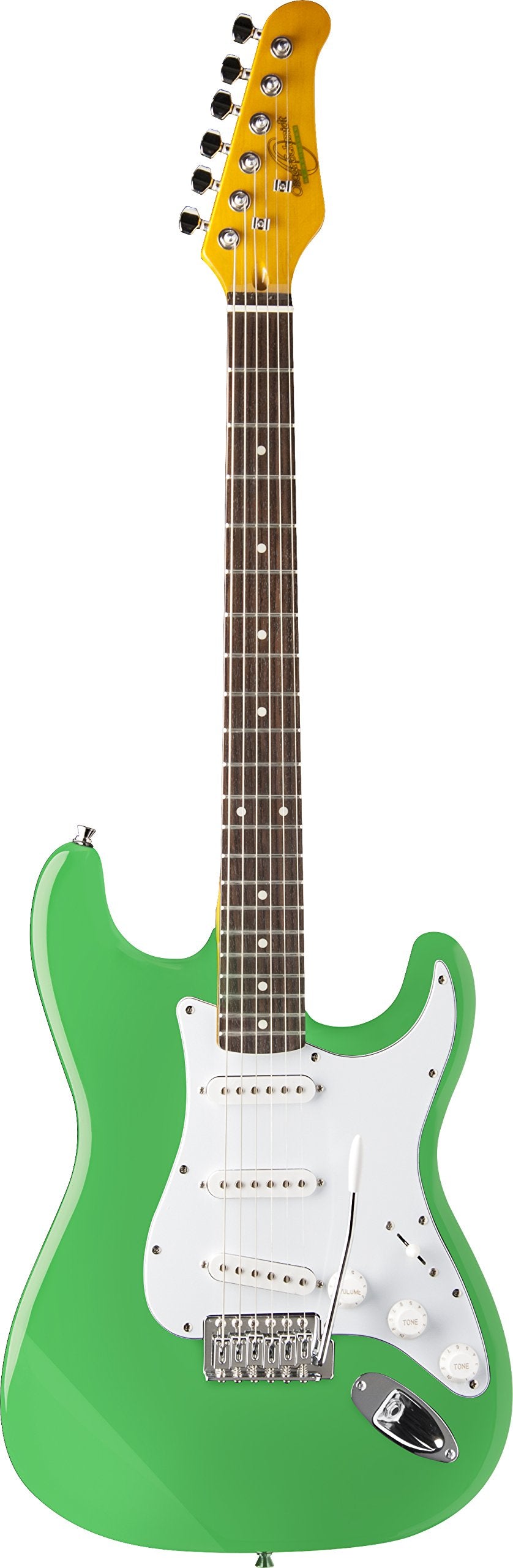 Oscar Schmidt 6 String Double Cutaway SSS Electric Guitar. Surf Green, Right, (OS-300-SFG-A)