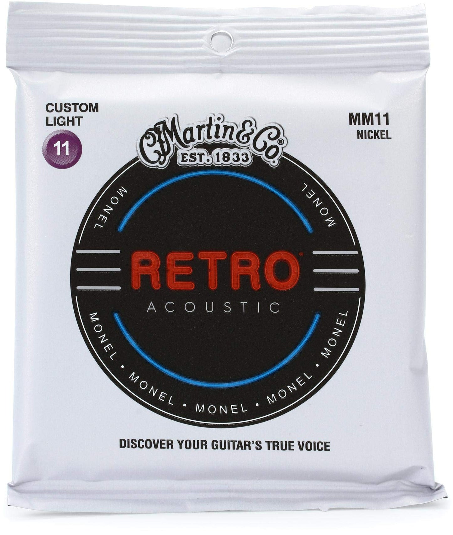 Martin Retro Acoustic Guitar Strings - .011-.052 Custom Light (MM11)