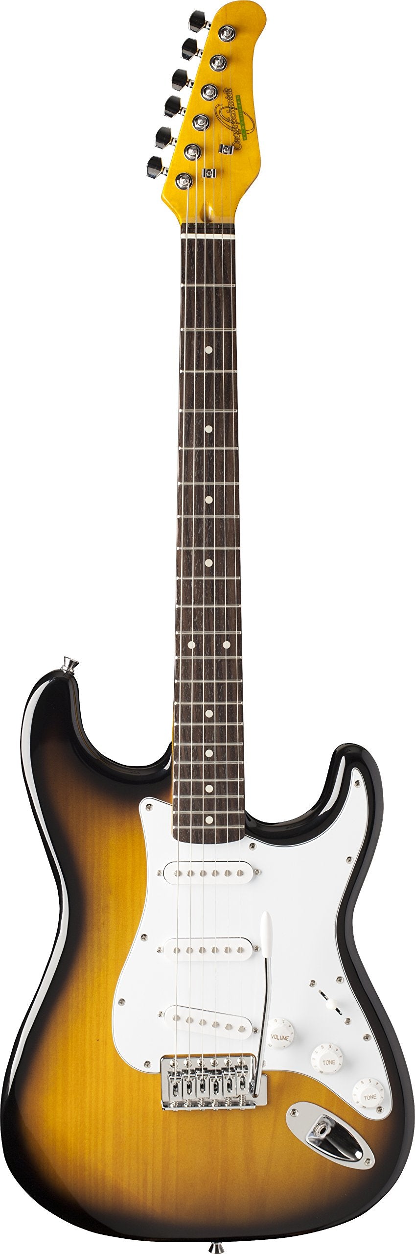 Oscar Schmidt 6 String Double Cutaway SSS Electric Guitar. Tobacco Sunburst, Right, (OS-300-TS-A)